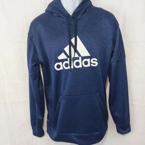 Adidas Climawarm Men’s Logo Navy Blue Athletic Pullover Hoodie Size Large